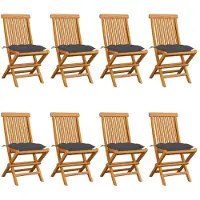 vidaXL Chaises de jardin avec coussins anthracite 8 pcs. Bois massif teck