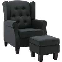 vidaXL Fauteuil avec repose-pieds, gris foncé, tissu