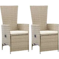 vidaXL Chaises longues de jardin 2 pcs. avec coussins Poly Rattan Beige