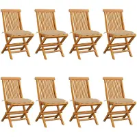 vidaXL Chaises de jardin avec coussins beiges 8 pcs. Bois massif teck