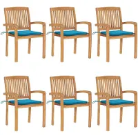vidaXL Chaises de jardin empilables avec coussins 6 pcs. Bois massif teck