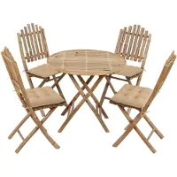 vidaXL Salon de jardin 5 pièces avec coussins Pliable Bambou