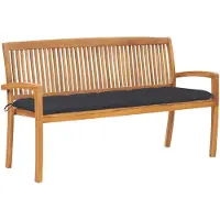 vidaXL Banc de jardin empilable avec support 159 cm bois massif teck