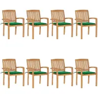 vidaXL Chaises de jardin empilables avec coussins 8 pcs. Bois massif teck