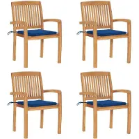 vidaXL Chaises de jardin empilables avec coussins 4 pcs. Bois massif teck