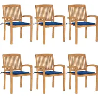 vidaXL Chaises de jardin empilables avec coussins 6 pcs. Bois massif teck