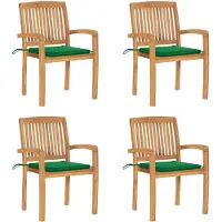 vidaXL Chaises de jardin empilables avec coussins 4 pcs. Bois massif teck