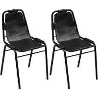 vidaXL Lot de 2 chaises de salle à manger "Gaggenau" en cuir noir. Dimensions (L/H/P) 49x88x52 cm