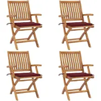 vidaXL Chaises de jardin pliantes avec coussins 4 pcs. Bois massif teck