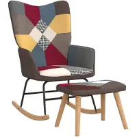vidaXL Chaise à bascule avec tabouret Patchwork Tissu