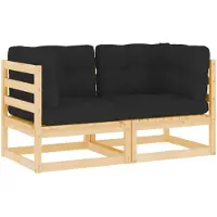 vidaXL Canapés d'angle de jardin 2 pièces avec coussins pin massif