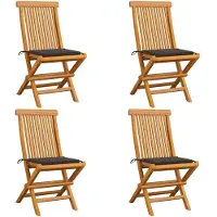 vidaXL Chaises de jardin avec coussins Taupe 4 pcs. Teck massif