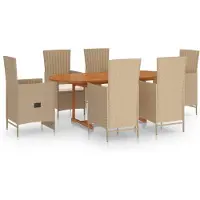 vidaXL Ensemble de jardin 7 pièces Poly rotin Beige