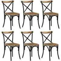 vidaXL Chaises de salle à manger 6 pcs. noir mangue massif