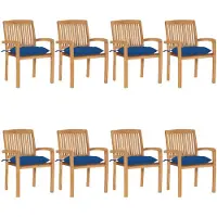 vidaXL Chaises de jardin empilables avec coussins 8 pcs. Bois massif teck