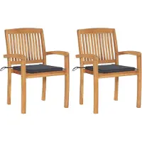 vidaXL Chaises de jardin 2 pcs avec coussins anthracite bois massif teck