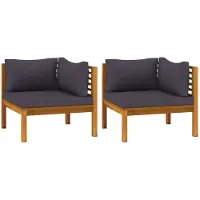 vidaXL Canapés d'angle 2 pcs avec coussins gris foncé Bois d'acacia