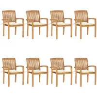 vidaXL Chaises de jardin empilables avec coussins 8 pcs. Bois massif teck
