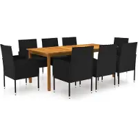 vidaXL Ensemble de jardin 9 pièces noir