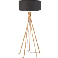 Good&Mojo - Lampadaire Kilimanjaro - gris foncé/bambou - Ø60cm pour salon, chambre à coucher
