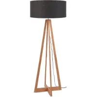Good&Mojo - Lampadaire Everest - gris foncé/bambou - Ø60cm pour salon, chambre à coucher