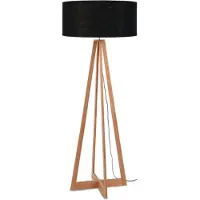 Good&Mojo - Lampadaire Everest - noir/bambou - Ø60cm pour salon, chambre à coucher