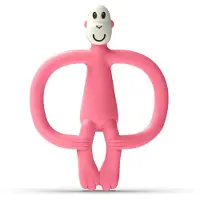 Matchstick Monkey Monkey Teether jouet de dentition avec brosse 2 en 1 Pink 1 pcs