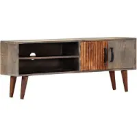 vidaXL Armoire TV Gris 130x30x46 cm Bois massif de manguier rugueux