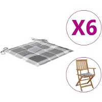vidaXL Coussins de chaise de jardin lot de 6 carreaux gris 40x40x3 cm