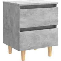 vidaXL Table de chevet avec pieds en pin gris béton 40x35x50 cm
