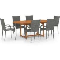 vidaXL Ensemble de jardin 7 pièces Poly rotin gris
