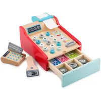 Woet Nouveaux jouets classiques Caisse enregistreuse en bois Faire semblant de jouer jouet pour les enfants de la simulation de cueille
