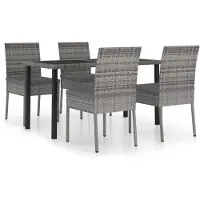 vidaXL Ensemble de jardin 5 pièces Poly rotin gris
