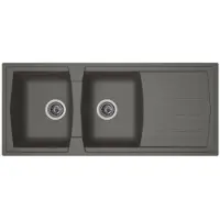 Stradour Evier de cuisine encastré 2 poubelles + 1 égouttoir Arena - Résine - 116 x 50 cm - Gris béton
