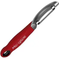 Microplane Éplucheur professionnel, Économe, Argent, Rouge
