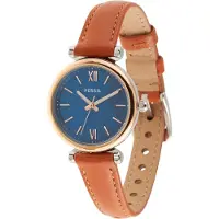 Fossil Montre à affichage analogique 'Carlie' bleu / cognac / or rose / gris clair