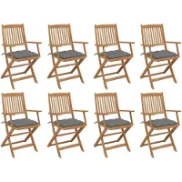 vidaXL Klappbare Gartenstühle mit Kissen 8 Stk. Massivholz Akazie