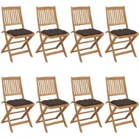 vidaXL Chaises de jardin pliantes 8 pcs. avec coussins en bois massif d'acacia