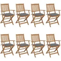 vidaXL Chaises de jardin pliantes 8 pcs. avec coussins en bois massif d'acacia