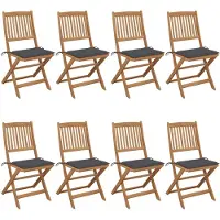 vidaXL Chaises de jardin pliantes 8 pcs. avec coussins en bois massif d'acacia