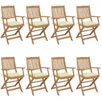 vidaXL Chaises de jardin pliantes 8 pcs. avec coussins en bois massif d'acacia
