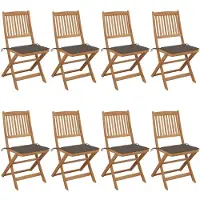 vidaXL 3075029, Terrasse, siège rembourré, Bois d'acacia, Gris brun, Polyester, 485 mm