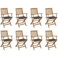 vidaXL Klappbare Gartenstühle mit Kissen 8 Stk. Massivholz Akazie
