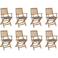 vidaXL Klappbare Gartenstühle mit Kissen 8 Stk. Massivholz Akazie