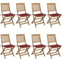 vidaXL 3075030, Terrasse, Siège couvert, Bois d'acacia, Rouge, Polyester, 485 mm