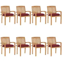 vidaXL Chaises de jardin empilables avec coussins 8 pcs. Bois massif teck