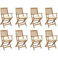 vidaXL Klappbare Gartenstühle mit Kissen 8 Stk. Massivholz Akazie