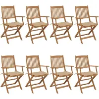 vidaXL Klappbare Gartenstühle 8 Stk. mit Kissen Massivholz Akazie