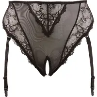 Cottelli collection Plus Size - culotte noire avec porte-jarretelles en dentelle - XXXXL