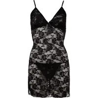 Erotic Treasure Ensemble Nuisette en Dentelle Fleurie - Noir - XL